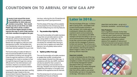 New GAA App in 2018