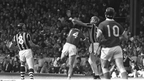 2 September 1983; Kilkenny's Brian Cody (3) in action against Cork's Jimmy Barry Murphy (14) as Kilkenny's Frank Cummins (8) and Cork's Bertie Og Murphy (10) look on. Kilkenny v Cork, All-Ireland Hurling Final, Croke Park. Picture credit; Ray McManus/SPORTSFILE