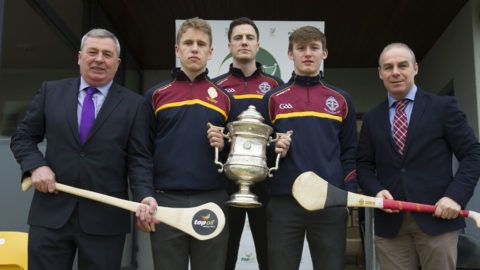 L to R: Seamus Grace, Area Manager, Top Oil. Niall Brassil (Captain), Matthew Ruth (Manager), Sean Bulger (Vice Captain), CBS Kilkenny and Charlie Carter, Top Oil.